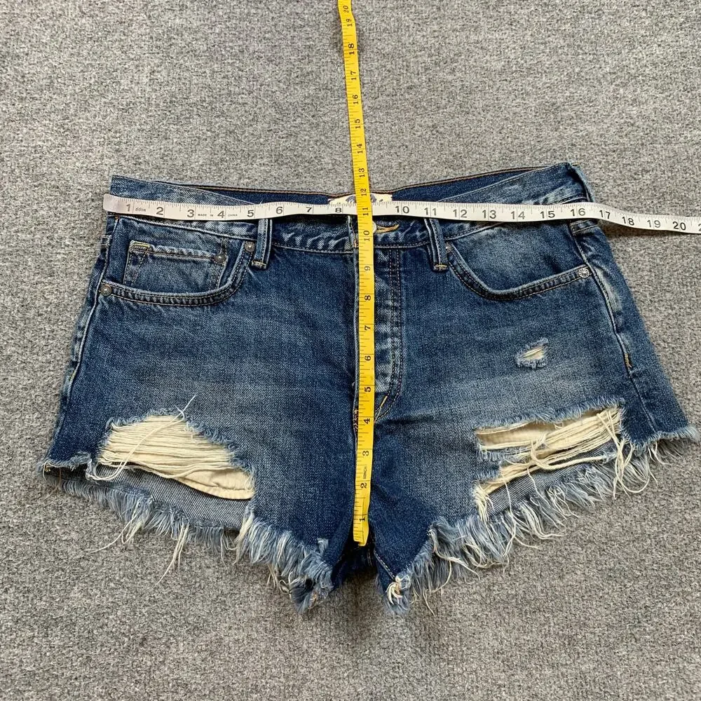 We The Free People Shorts Womens 28 Denim Loving Good Vibrations Micro Mini